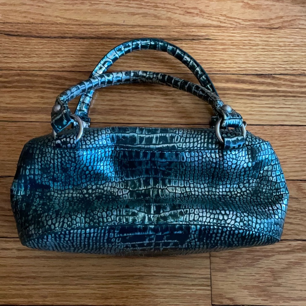Adrienne Vittadini snakeskin teal purse